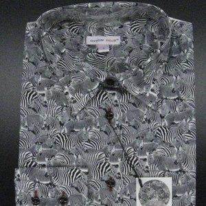 Cotton Doux NWT Men's Zebra Button Down Size 4